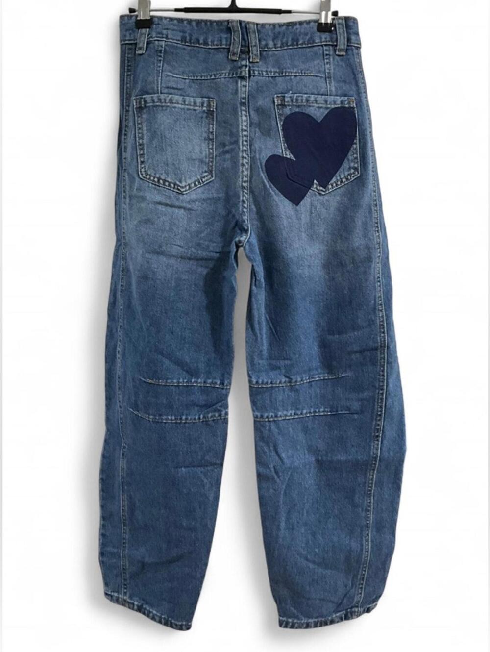 NWT BARREL Y2K | SZ S | Mid - High Rise Slouchy Ankle Cropped Denim Heart Jeans - Picture 6 of 9